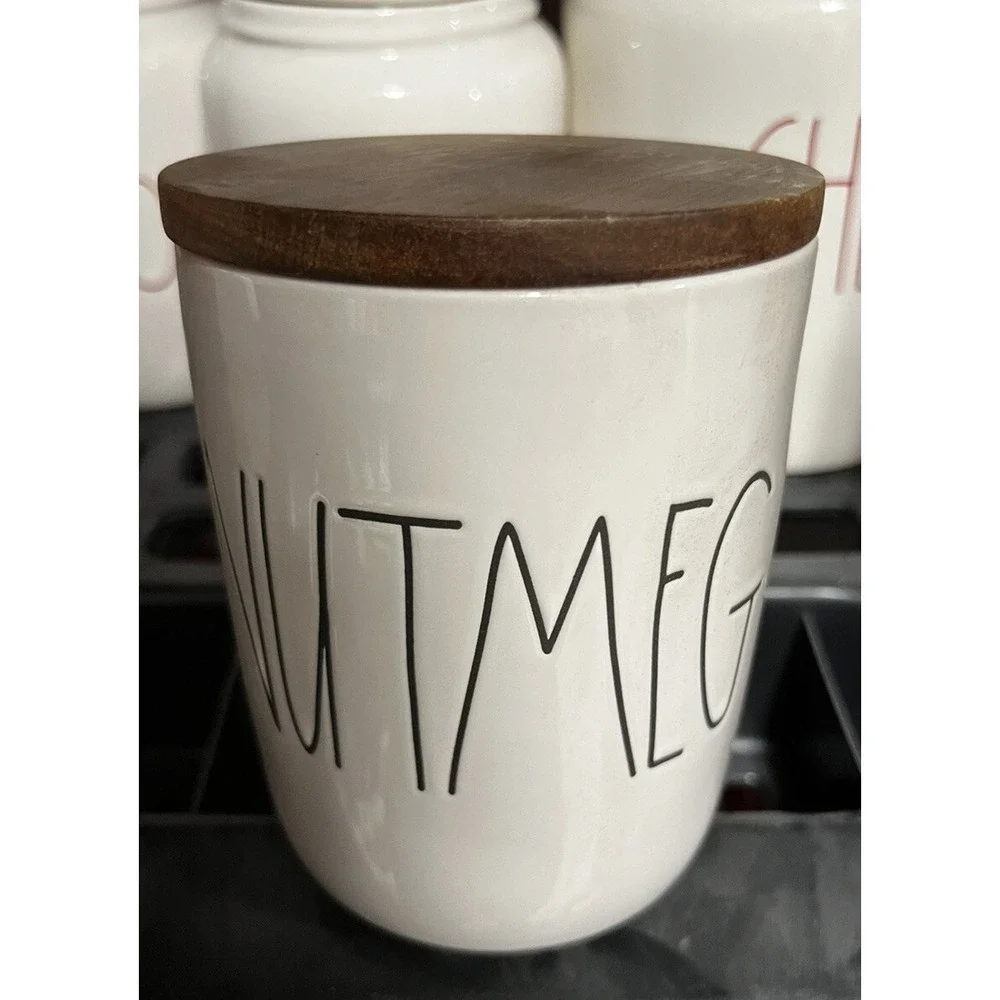 Rae Dunn Nutmeg Cellar Artisan Collection Large With Wood Lid By Magenta